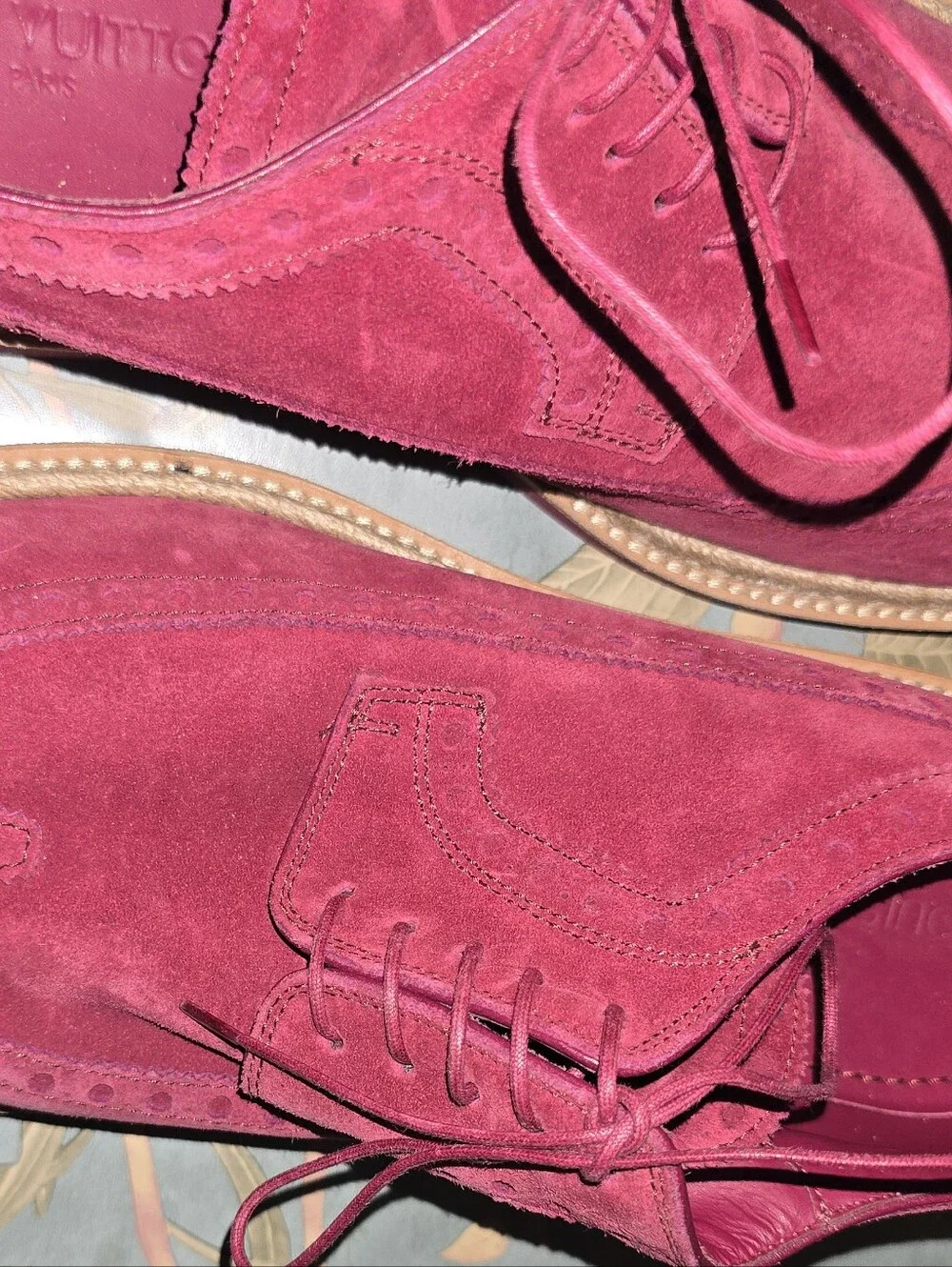 Louis Vuitton Men’s Maroon Suede Brogue Oxfords
